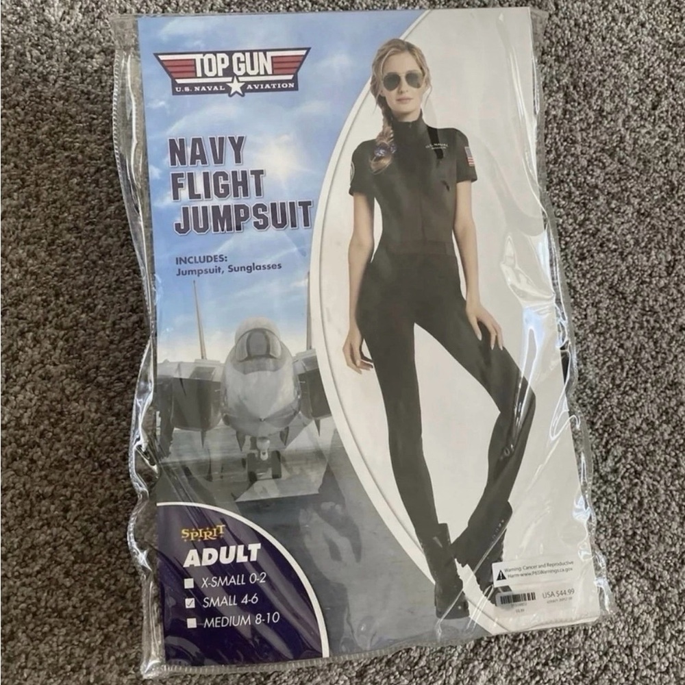 NEW Spirit Halloween Top Gun Costume- Navy Flight Jumpsuit